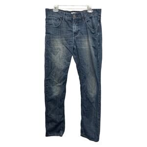 Lindbergh Womens 34 X 32 Cotton Blend Straight Leg Stretch Denim Blue Jeans